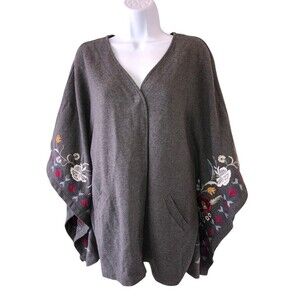 JOHNNY WAS Embroidered Blanket Poncho Cardigan Cotton EUC Size XS